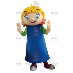 BIGGYMONKEY™ mascottekostuum voor klein blond meisje met blauwe