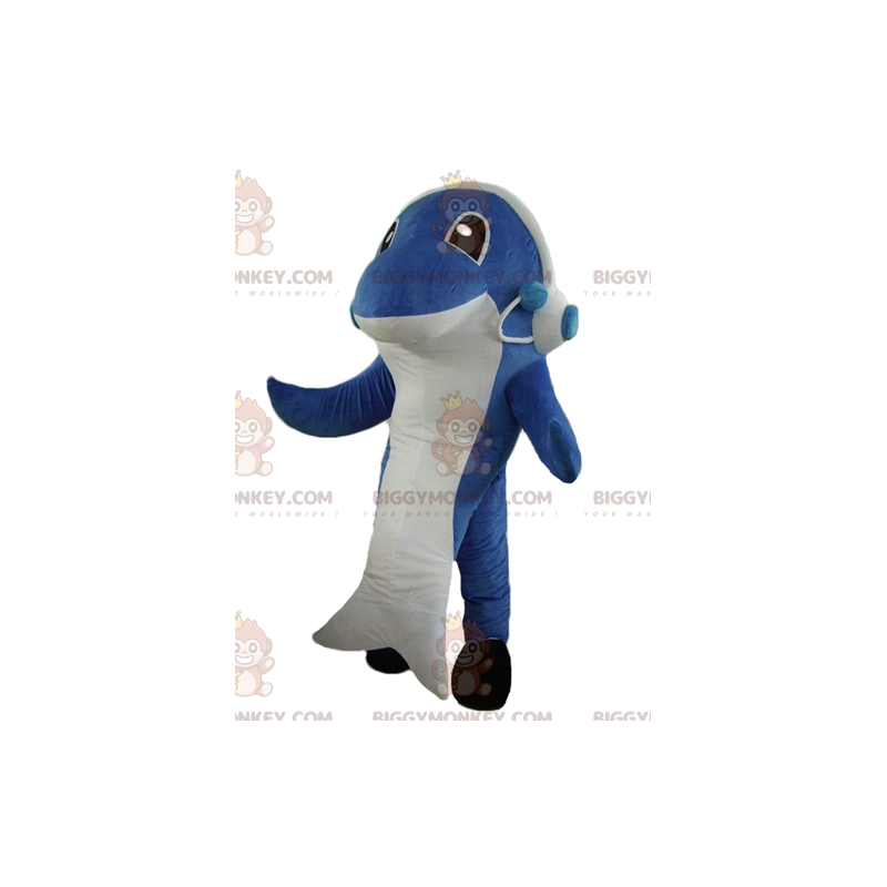 Blau-weißer Hai-Delfin BIGGYMONKEY™ Maskottchen-Kostüm -