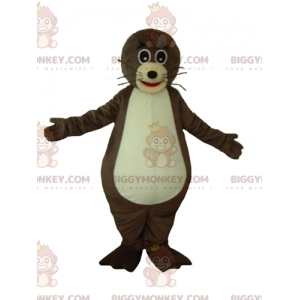 Costume de mascotte BIGGYMONKEY™ de loutre marron et beige très