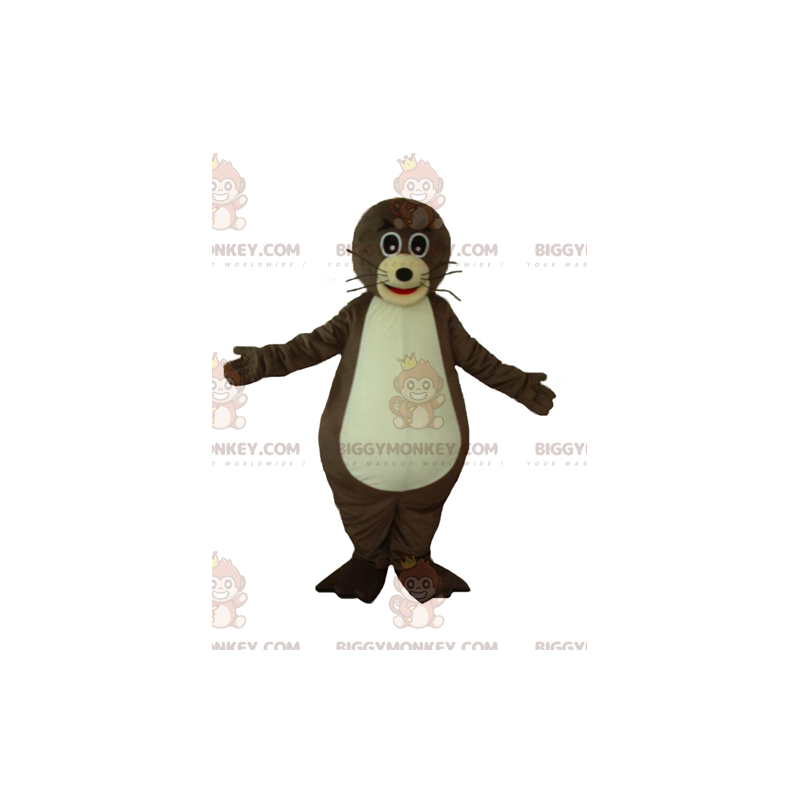 Costume de mascotte BIGGYMONKEY™ de loutre marron et beige très