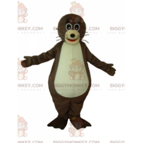 Costume de mascotte BIGGYMONKEY™ de loutre marron et beige très