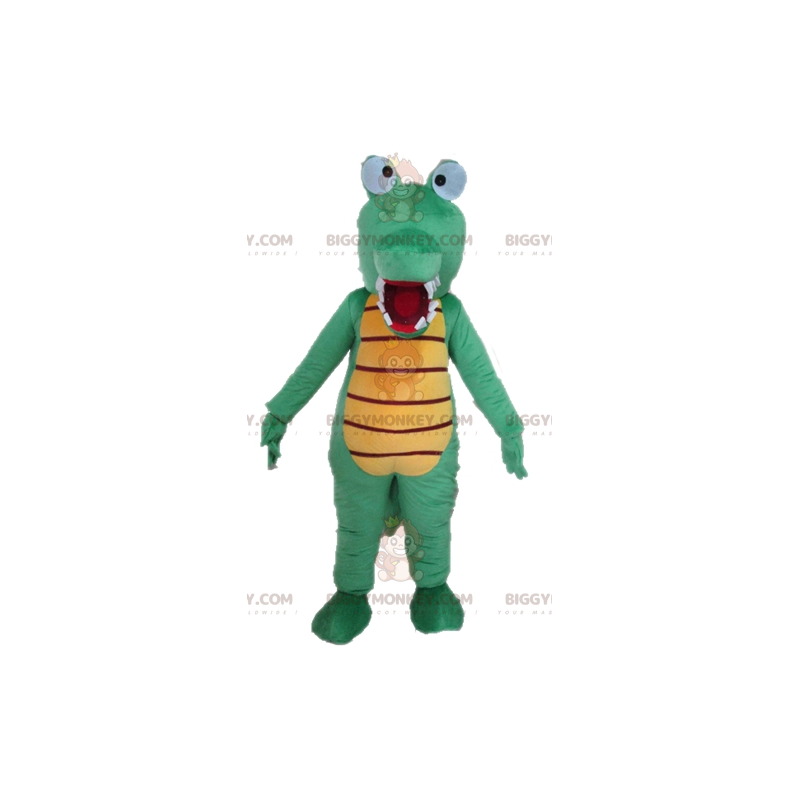 Costume de mascotte BIGGYMONKEY™ de crocodile vert et jaune