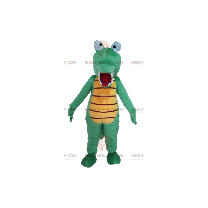 Mycket rolig och färgglad grön och gul krokodil BIGGYMONKEY™