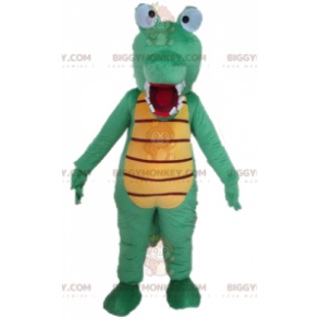 Costume de mascotte BIGGYMONKEY™ de crocodile vert et jaune