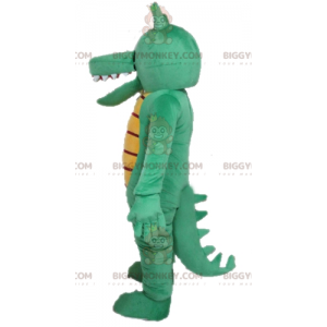 Costume de mascotte BIGGYMONKEY™ de crocodile vert et jaune