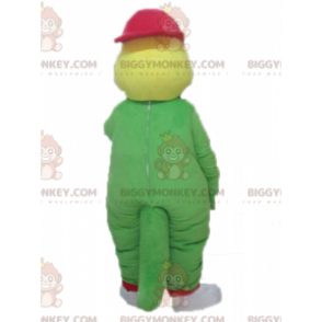 Traje de mascote de crocodilo BIGGYMONKEY™ verde e amarelo com