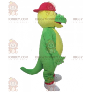 Kostým zeleného a žlutého krokodýla BIGGYMONKEY™ maskota s