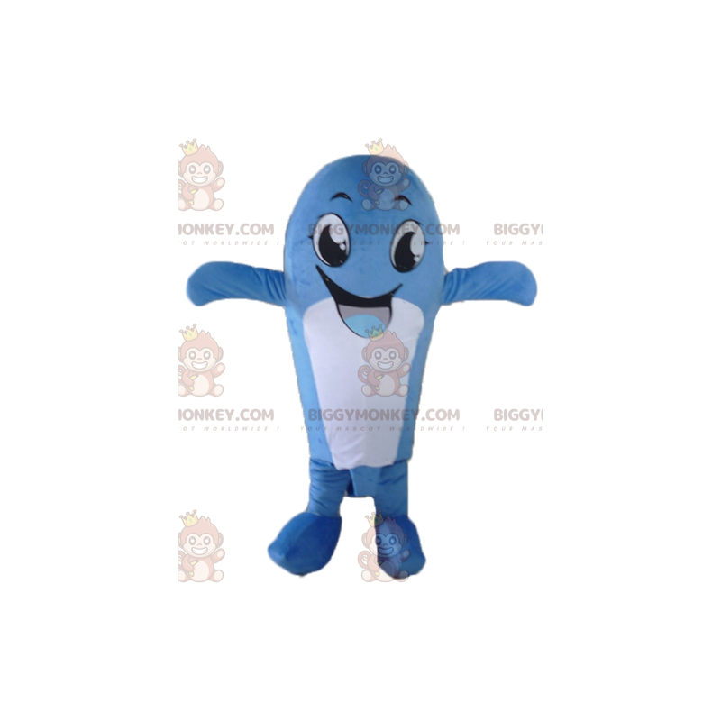 Funny Smiling Blue and White Whale BIGGYMONKEY™ Mascot Costume