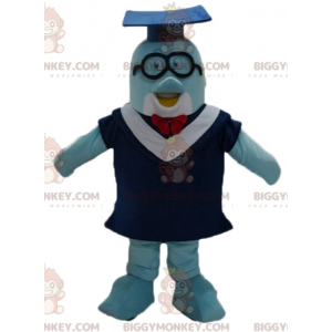 Costume da mascotte BIGGYMONKEY™ delfino blu con abito e