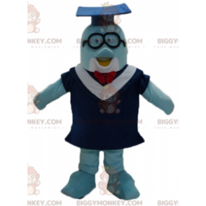 Blauer Delphin BIGGYMONKEY™ Maskottchenkostüm mit Kleid und