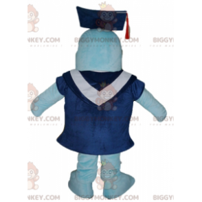 Blue Dolphin BIGGYMONKEY™ Mascot Costume with Gown and Student