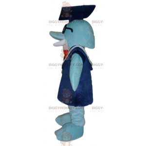 Blauer Delphin BIGGYMONKEY™ Maskottchenkostüm mit Kleid und