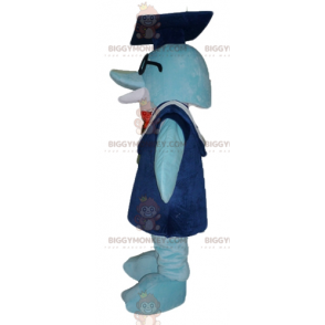 Blue Dolphin BIGGYMONKEY™ maskottiasu, jossa on puku ja