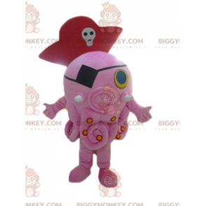 BIGGYMONKEY™ Giant Pink Octopus Mascot Costume With Pirate Hat