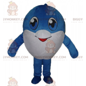 Costume de mascotte BIGGYMONKEY™ de gros poisson bleu et blanc