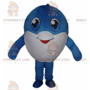 Erittäin söpö sinivalkoinen Big Fish BIGGYMONKEY™ maskottiasu -