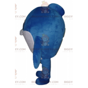 Costume de mascotte BIGGYMONKEY™ de gros poisson bleu et blanc