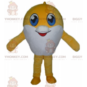 Very Cute Yellow and White Big Fish BIGGYMONKEY™ Mascot Costume