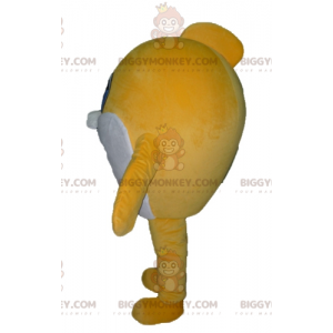 Costume de mascotte BIGGYMONKEY™ de gros poisson jaune et blanc