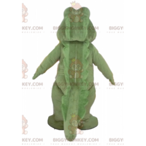 Fato de mascote BIGGYMONKEY™ de crocodilo verde e branco muito