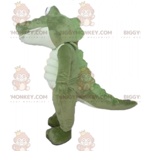 Costume da mascotte grande coccodrillo verde e bianco