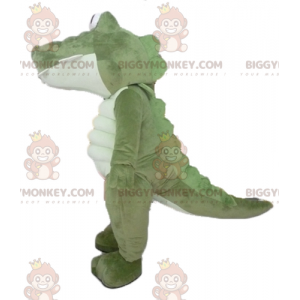 Very successful and funny big green and white crocodile