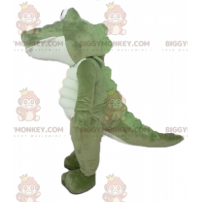 Very successful and funny big green and white crocodile