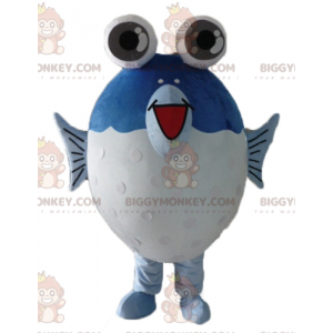 BIGGYMONKEY™ Mascottekostuum Grote blauwe en witte vis met