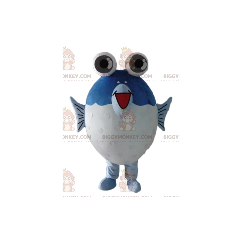 BIGGYMONKEY™ Costume da mascotte Grande pesce blu e bianco con