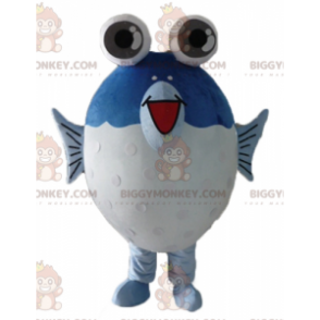 BIGGYMONKEY™ Maskottchenkostüm Großer blauer und weißer Fisch