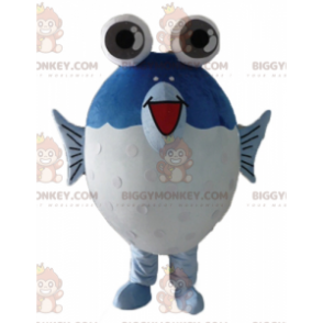 Traje de mascote BIGGYMONKEY™ Peixe grande azul e branco com