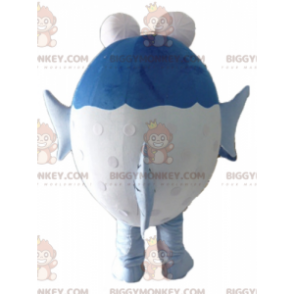 Traje de mascote BIGGYMONKEY™ Peixe grande azul e branco com