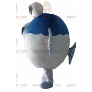 BIGGYMONKEY™ maskottiasu Iso sininen ja valkoinen kala isoilla