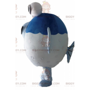 Traje de mascote BIGGYMONKEY™ Peixe grande azul e branco com