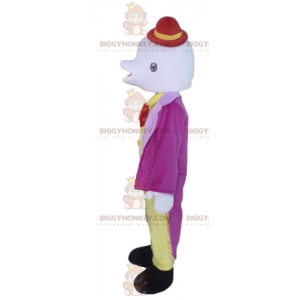 Finklänning Vit delfin BIGGYMONKEY™ Maskotdräkt med hatt -