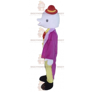 Fancy Dress White Dolphin BIGGYMONKEY™ Mascot Costume With Hat