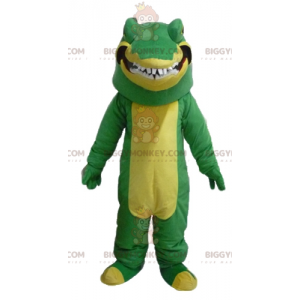 Zeer realistisch en intimiderend groene en gele krokodil