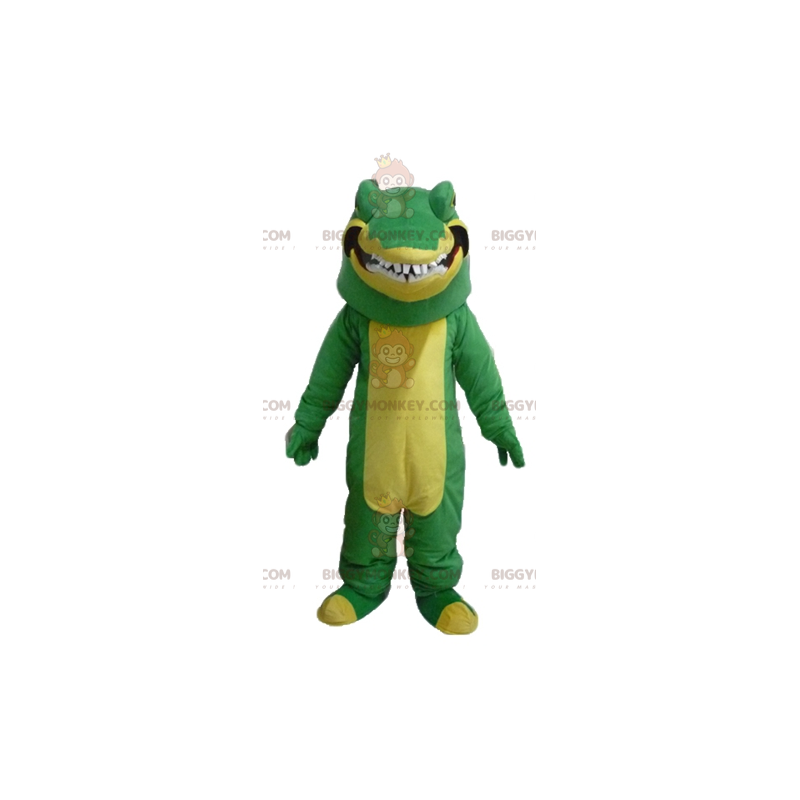 Meget realistisk og skræmmende grøn og gul krokodille