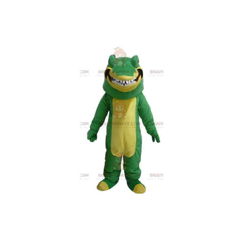 Very realistic and intimidating green and yellow crocodile