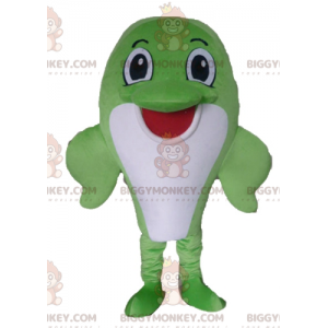 Dolfijn BIGGYMONKEY™ mascottekostuum met grote groene en witte