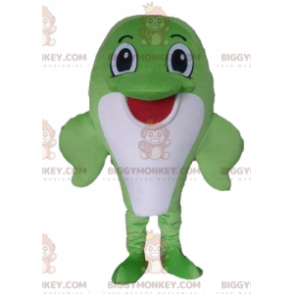 Dolphin BIGGYMONKEY™ Big Green and White Fish Mascot Costume –