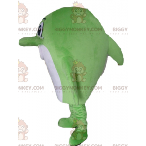 Dolphin BIGGYMONKEY™ Big Green and White Fish maskottiasu -