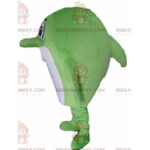 Dolphin BIGGYMONKEY™ Big Green and White Fish maskottiasu -