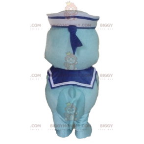 Blå delfinfisk BIGGYMONKEY™ Maskotdräkt utklädd till sjöman -