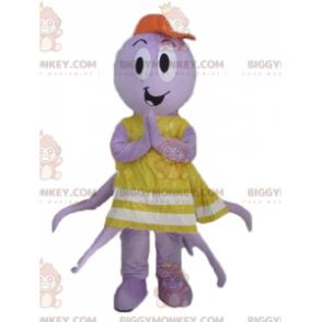 BIGGYMONKEY™ Purple Octopus Mascot Costume With Yellow Vest –