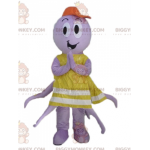 Kostým fialového maskota chobotnice BIGGYMONKEY™ se žlutou