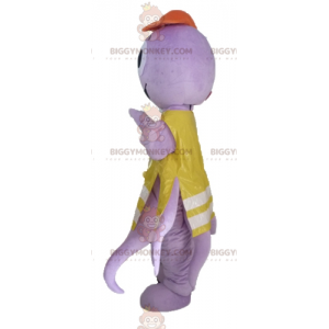 BIGGYMONKEY™ paarse octopus mascottekostuum met geel hesje -