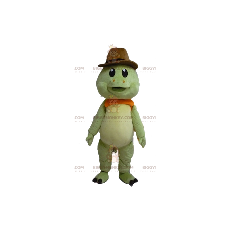 Green and Orange Turtle BIGGYMONKEY™ Mascot Costume with Cowboy