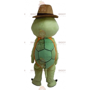 Green and Orange Turtle BIGGYMONKEY™ Mascot Costume with Cowboy