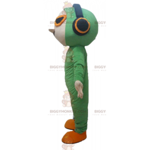 BIGGYMONKEY™ Mascot Costume of Man i grön jumpsuit med hörlurar